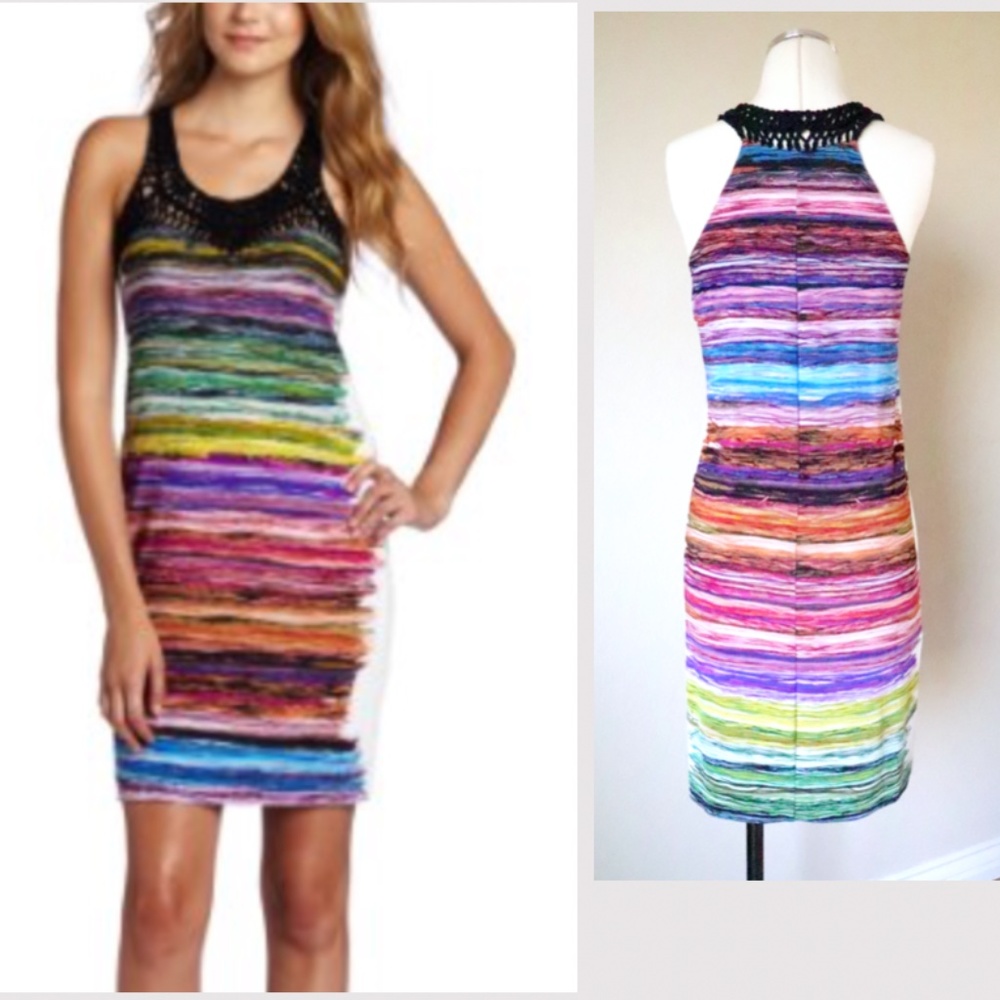 Cluny watercolor knit dress macrame straps size S